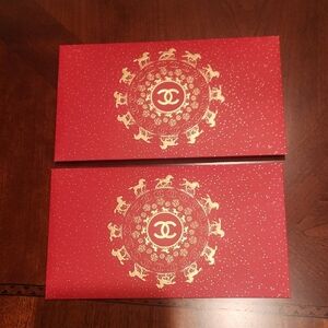 CHANEL Red Envelopes with Gold Horse Motif